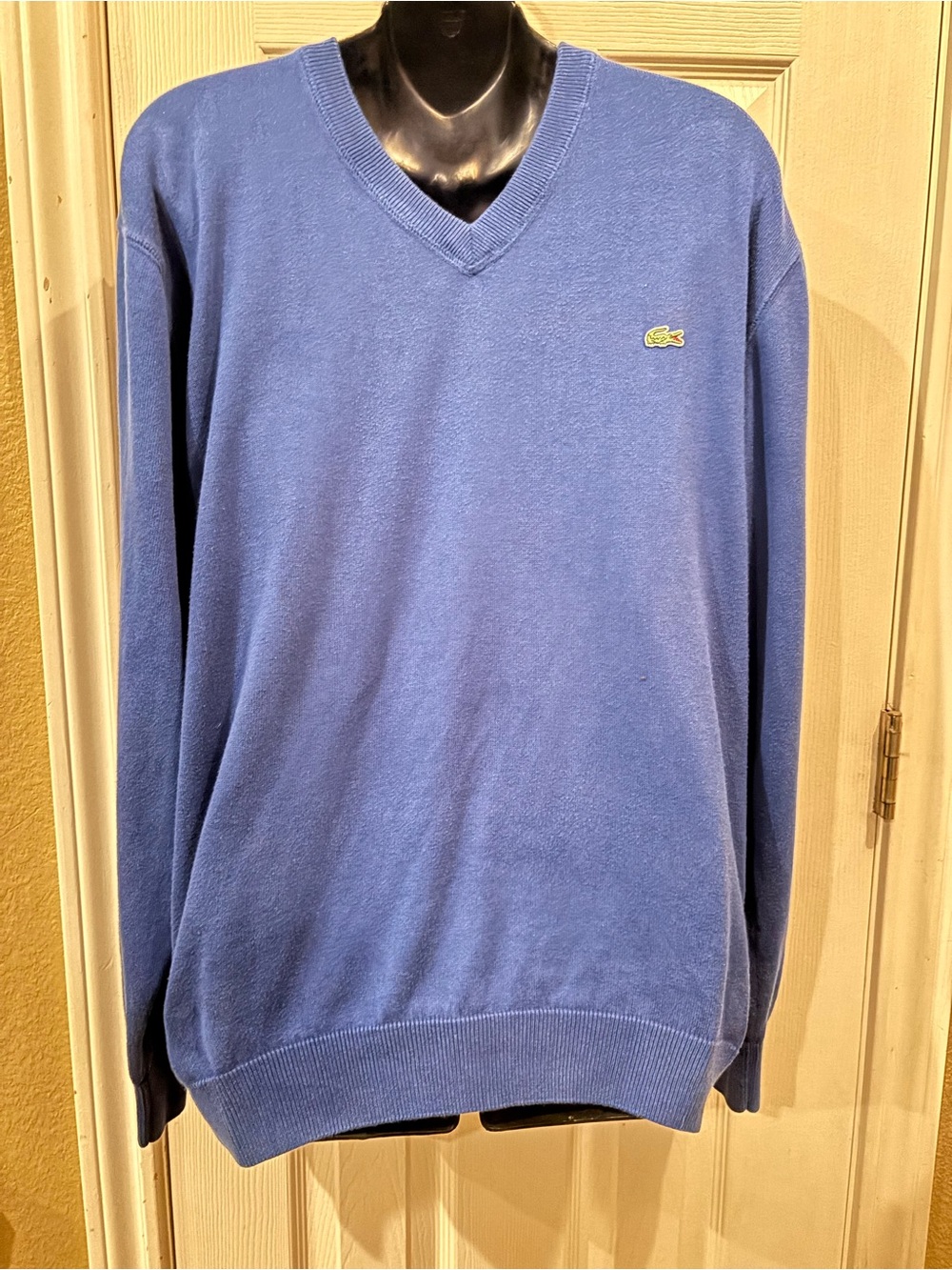 Lacoste Men V-Neck Sweater in Periwinkle Blue